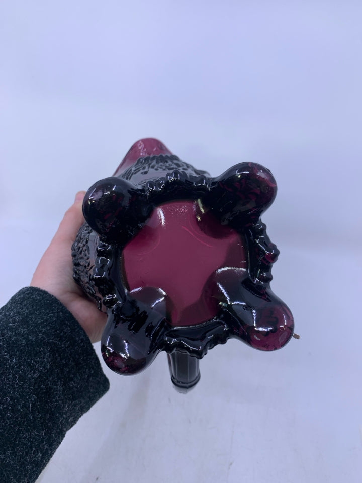 FOOTED DARK PURPLE W/ EMBOSSED SUNFLOWERS.