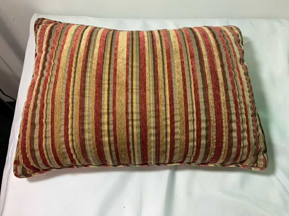 RED, BROWN STRIPE RECTANGLE PILLOW.