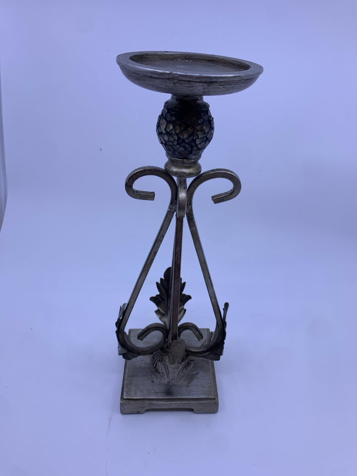 GOLDEN CANDLE PILLAR- LEAF AND SCROLL PATTERN.