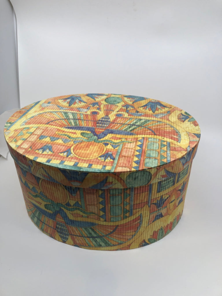 RIBBED OVAL EGYPTIAN STYLE STORAGE BOX.