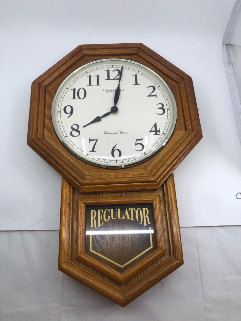 VTG WOOD STERLING & NOBLE CLOCK COMPANY.