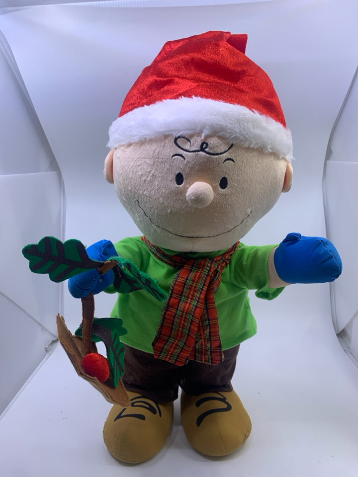 CHARLIE BROWN IN GREEN SHIRT PLUSH FIGURE.