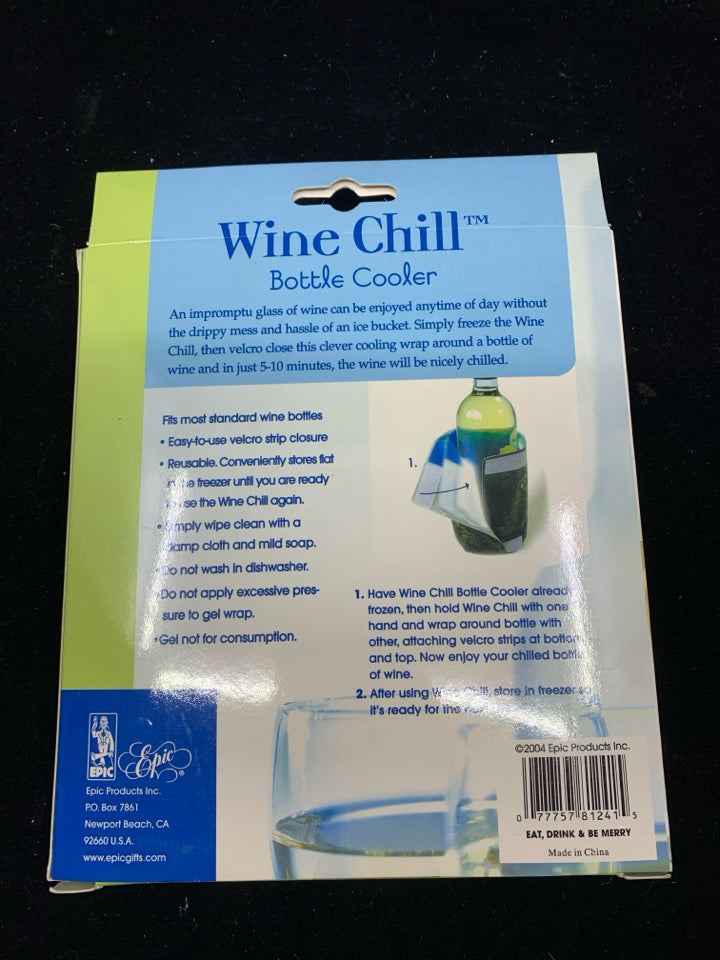 NIB WINE CHILL BOTTLE COOLER.