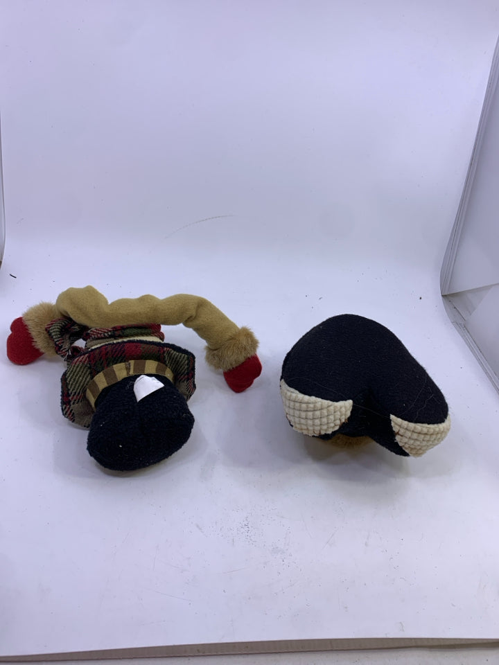 PLUSH SNOWMAN WINE BOTTLE TOPPER AND FEET.