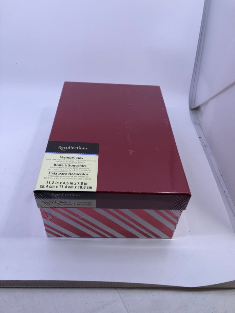 NIP WHITE/RED STRIPED RECTANGLE STORAGE BOX.