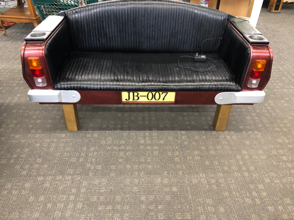 VTG STYLE CAR COUCH- LIGHTS & BLUETOOTH SPEAKER ON WOOD LEGS.