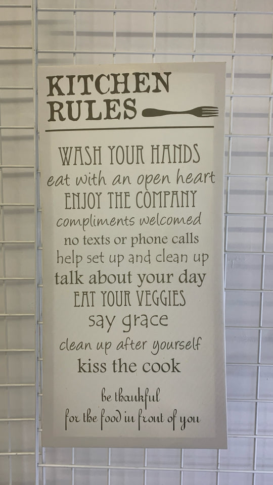 KITCHEN RULES CANVAS WALL ART.