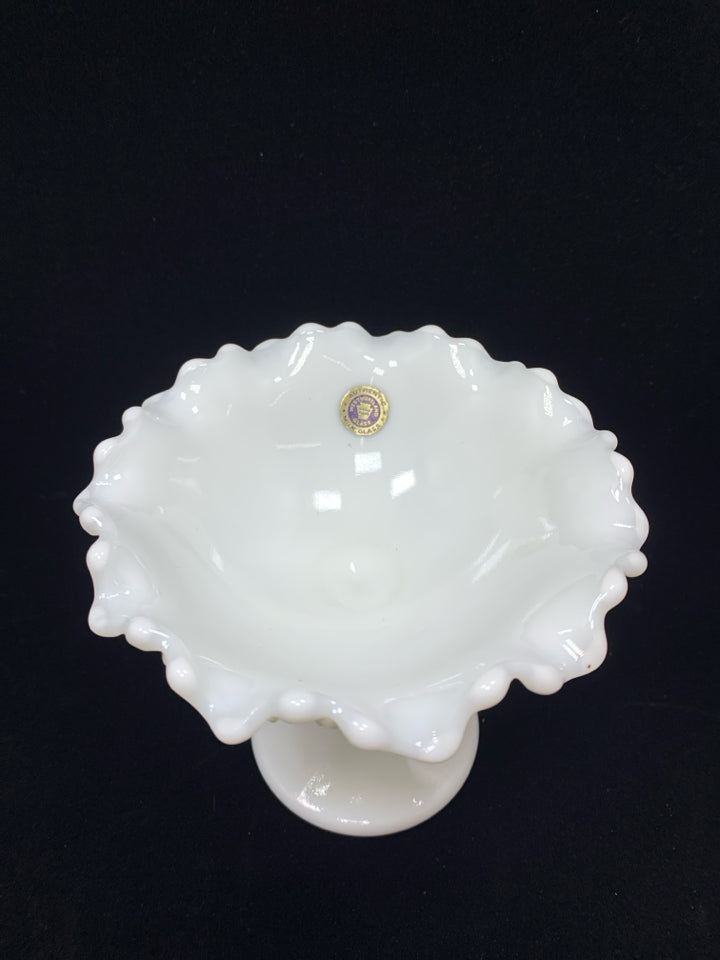WESTMORELAND VTG MILK GLASS HOBNAIL PEDESTAL COMPOTE BOWL.