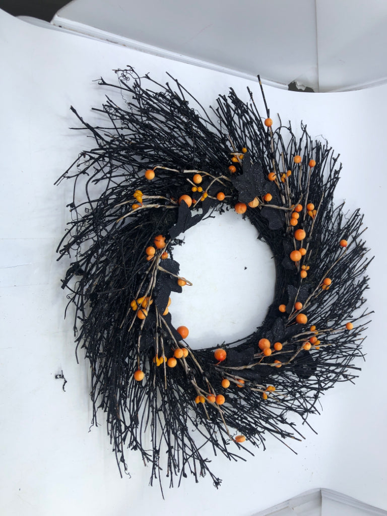 BLACK TWIG WREATH.