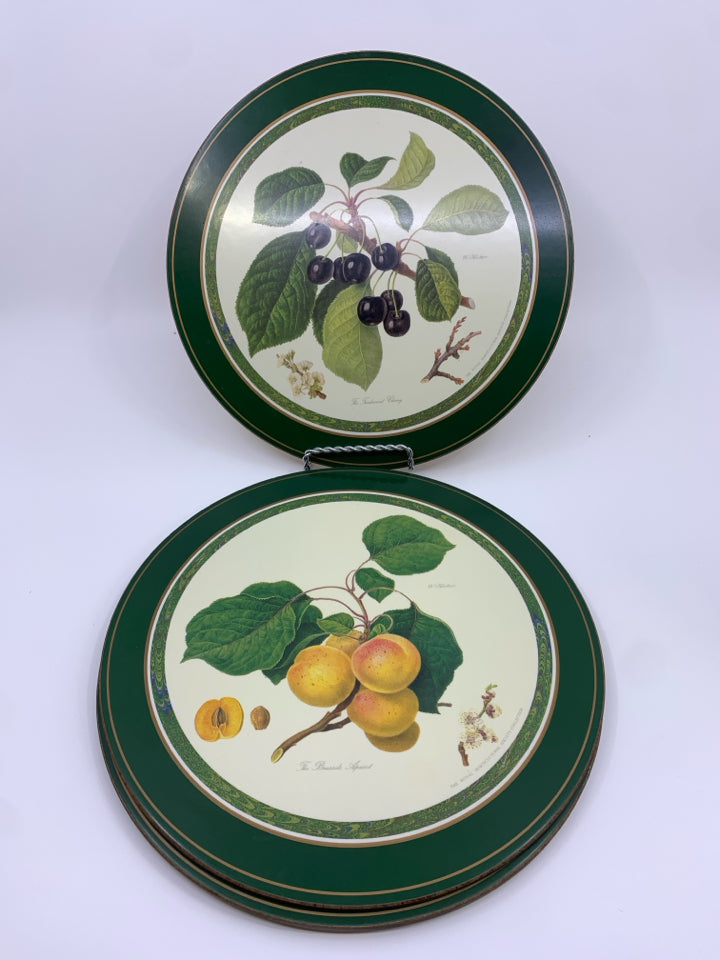 6 VTG ROUND FRUIT COASTERS.