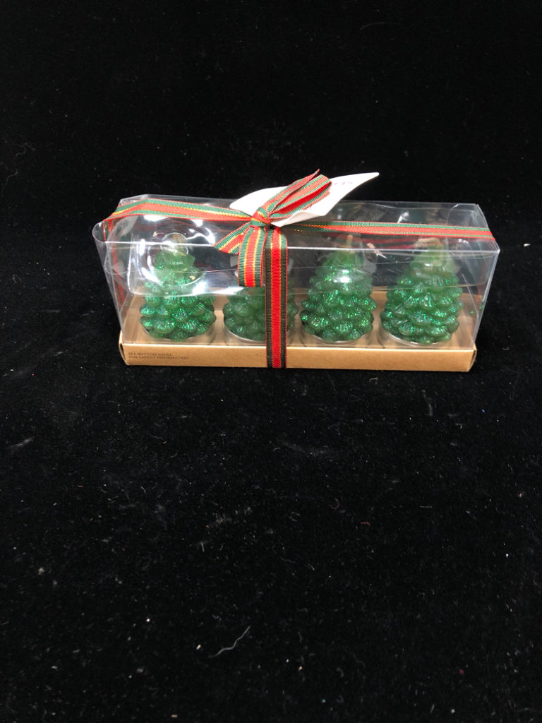 NIB 4 CHRISTMAS TREE CANDLES.