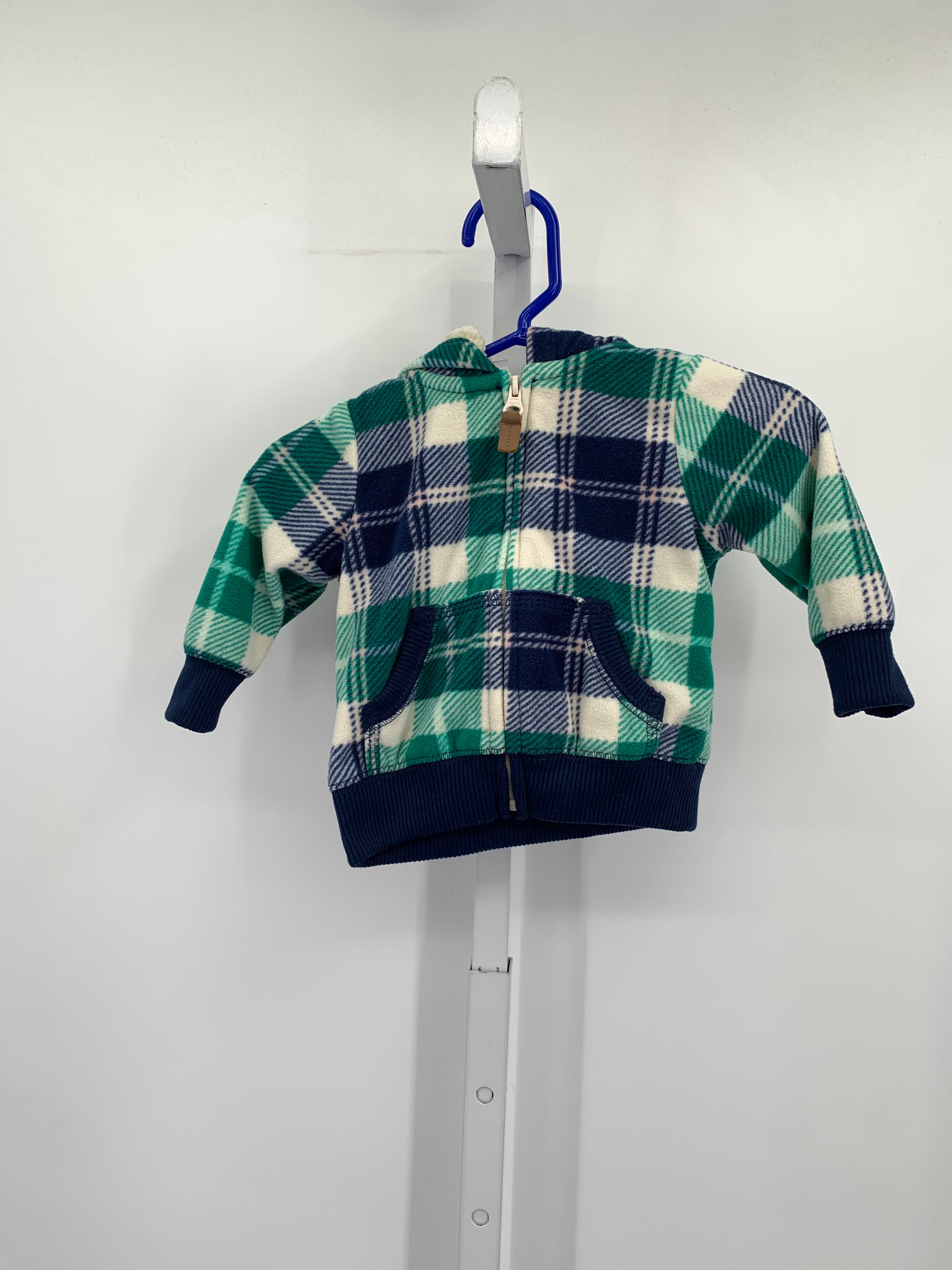 GREEN WHITE PLAID HOODED FLEECE