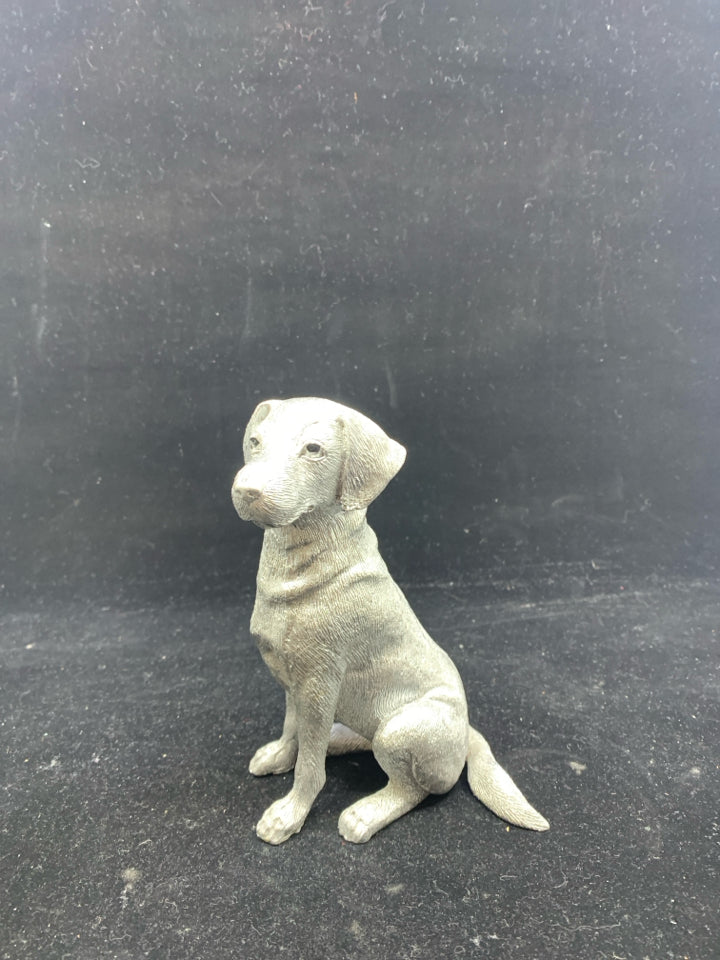 SILVER RESIN DOG.