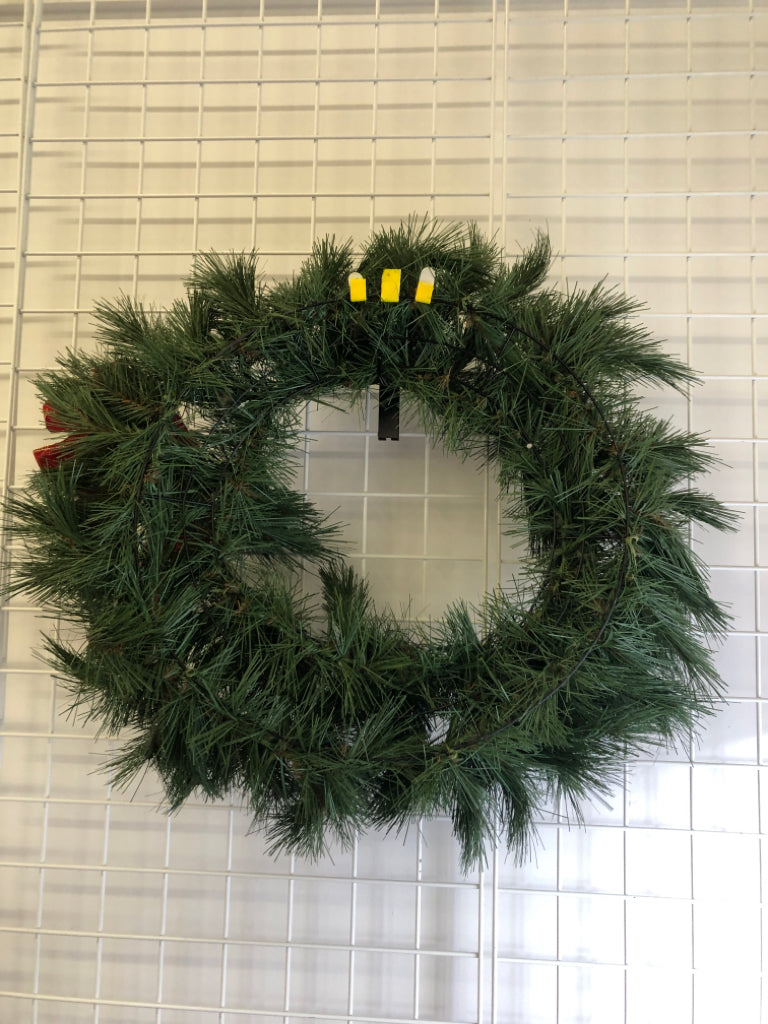 PINE WREATH W RED BOW.
