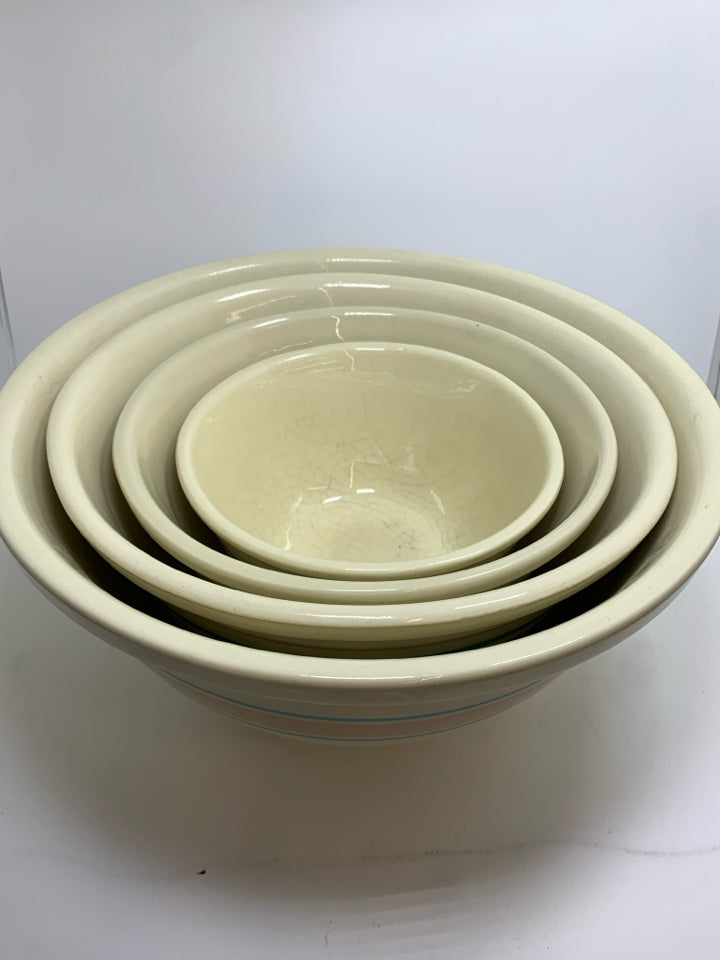 4PC VTG USA OVENWARE STRIPED NESTING BOWLS.