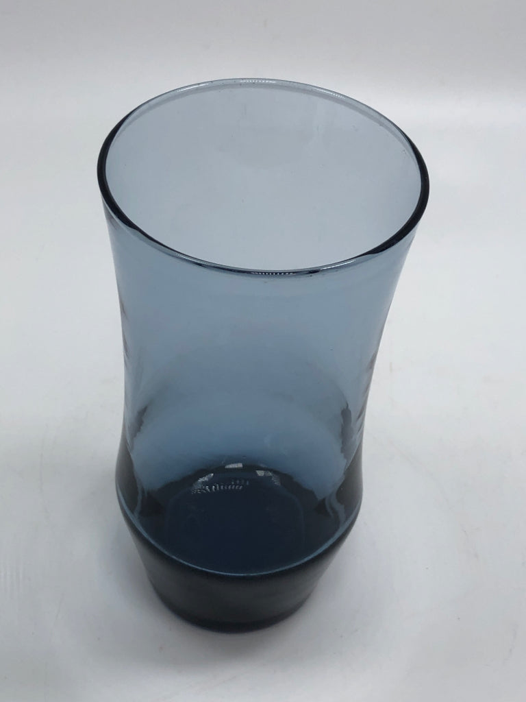 6 BLUE GLASS LIBBY TUMBLERS.