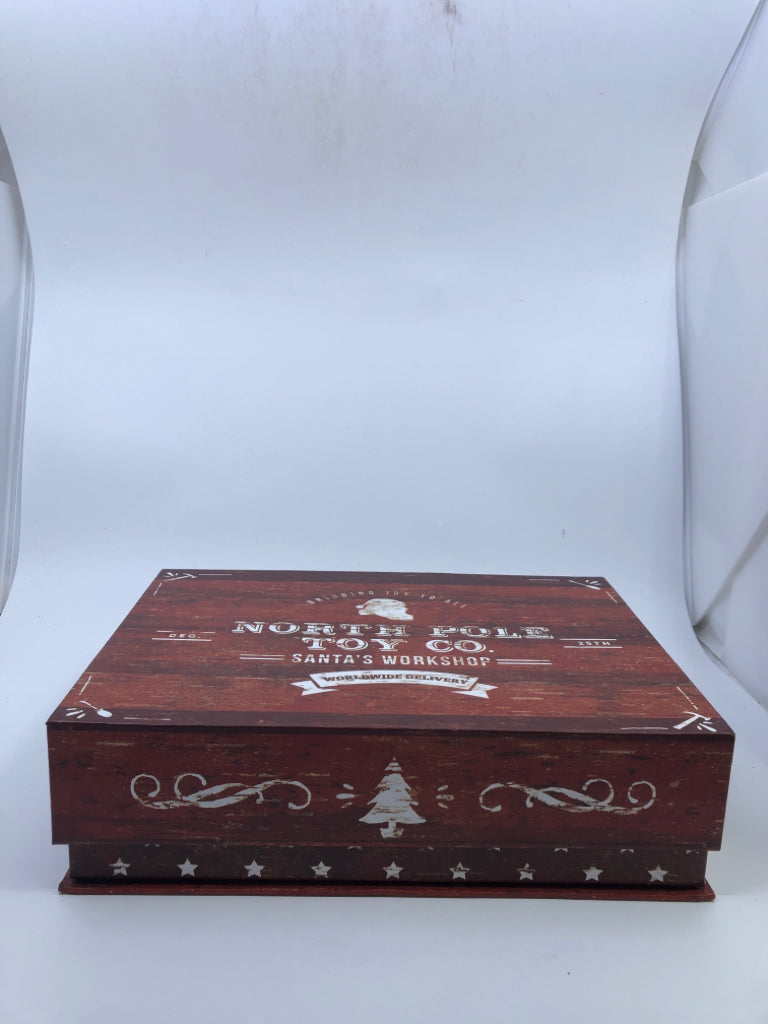 "NORTH POLE TOY CO" STORAGE BOX MAGNETIC LID.