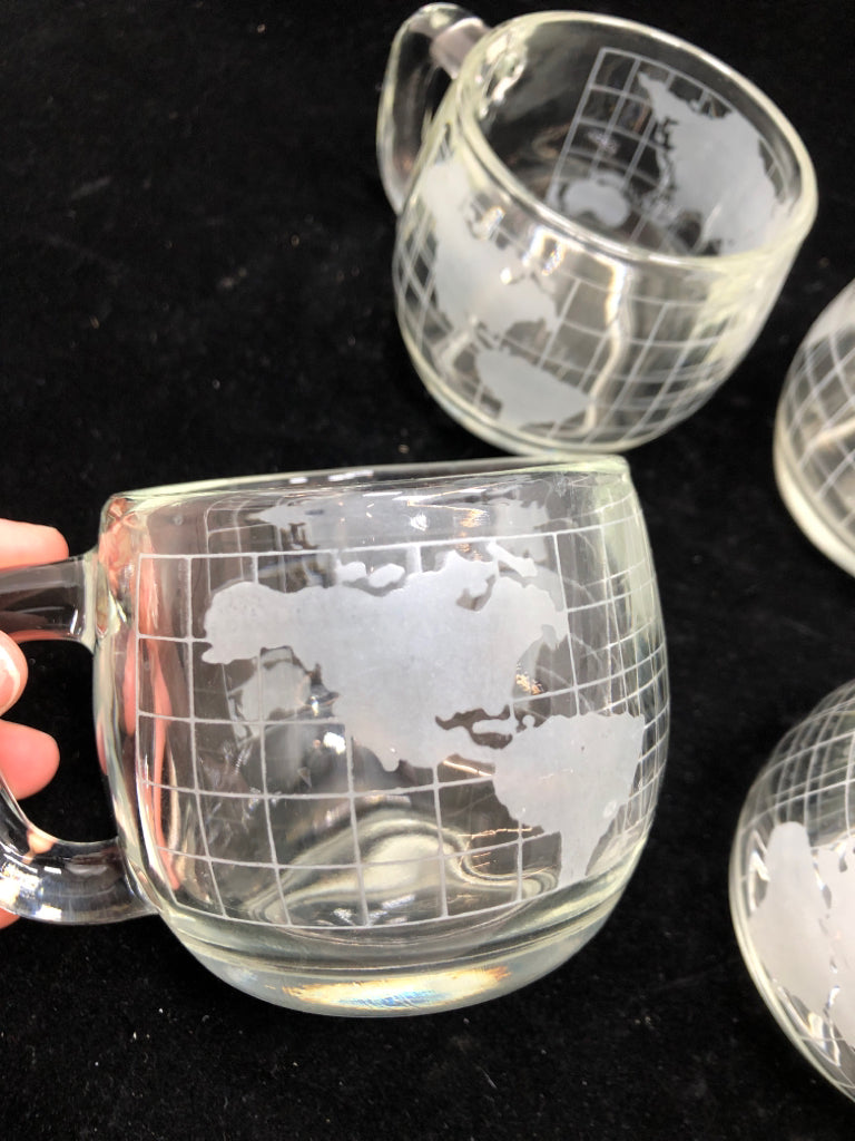 4 VTG NESTLE WORLD GLOBE MUGS.