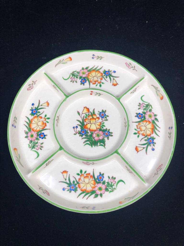 VTG DIVIDED FLORAL SERVER.