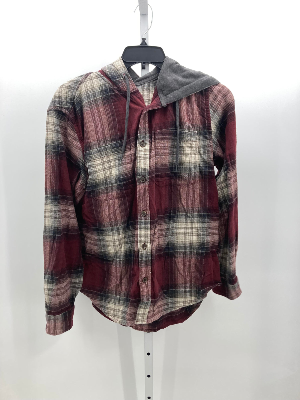 HOODED PLAID BTN DOWN