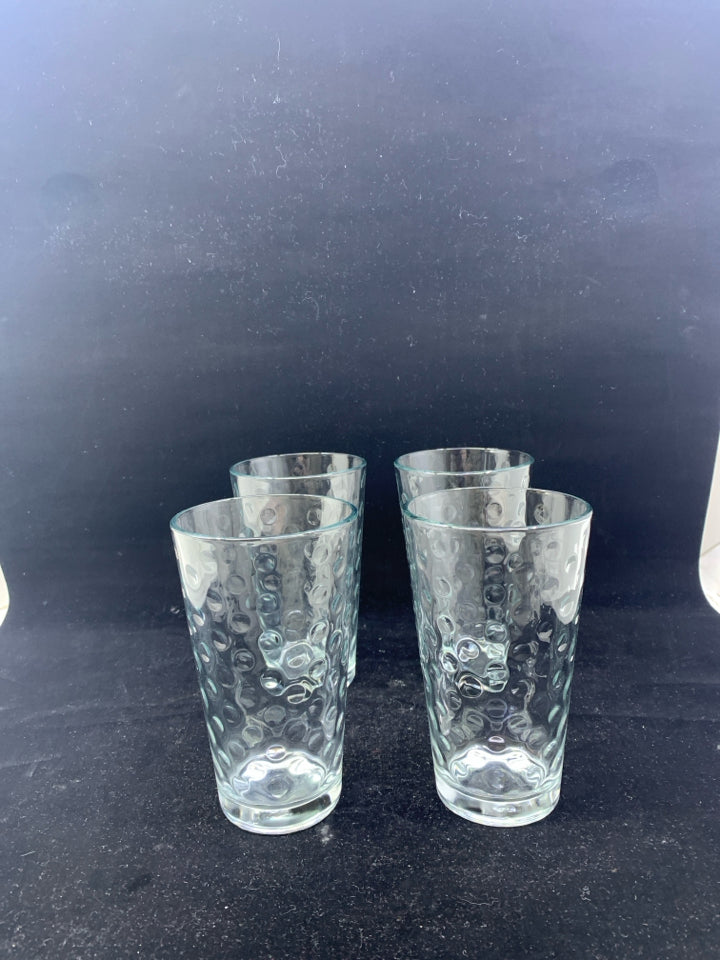 4 BUBBLE WATER GLASSES.