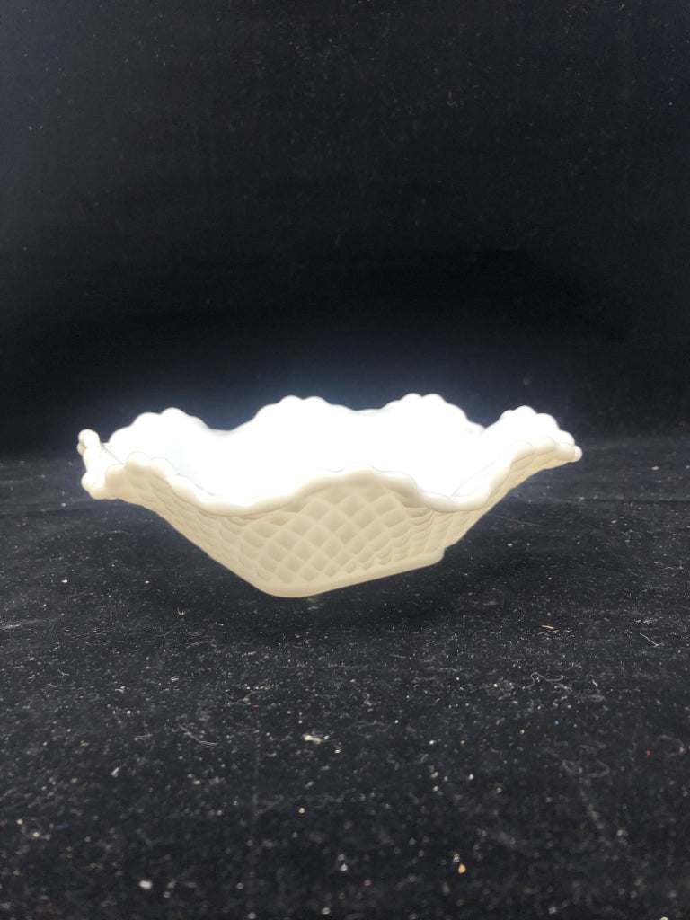 VTG DIAMOND MILK GLASS BOWL.