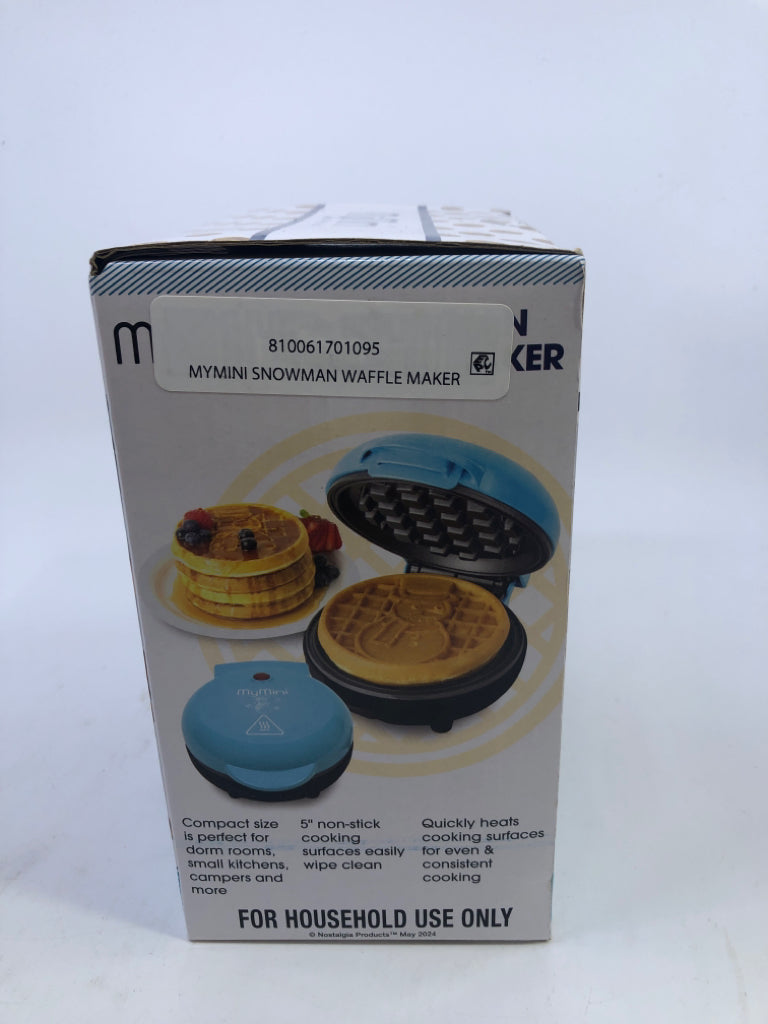 NIB SNOWMAN MINI WAFFLE MAKER.