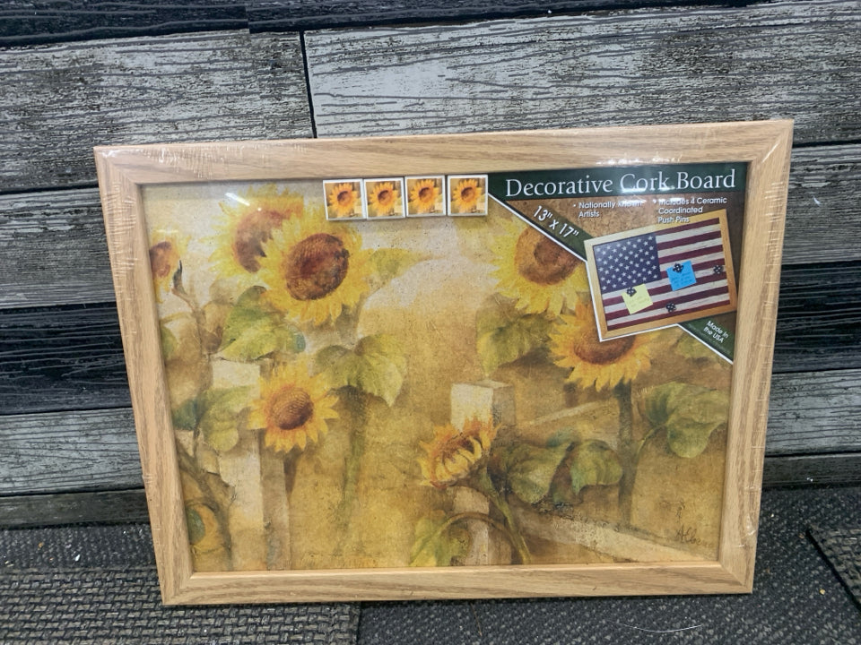 NWT SUNFLOWERS CORK BOARD.