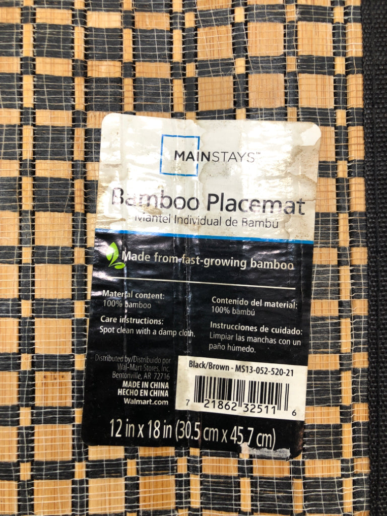 4 BAMBOO CHECKERED PLACEMATS.