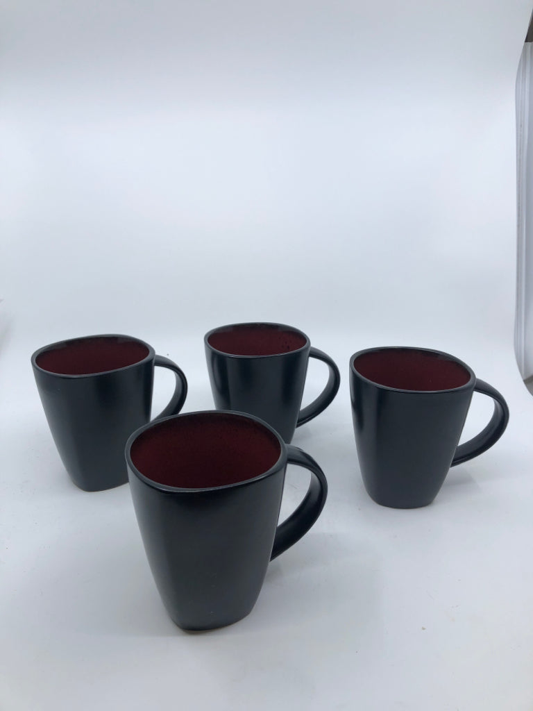 4 MATTE BLACK MUGS.