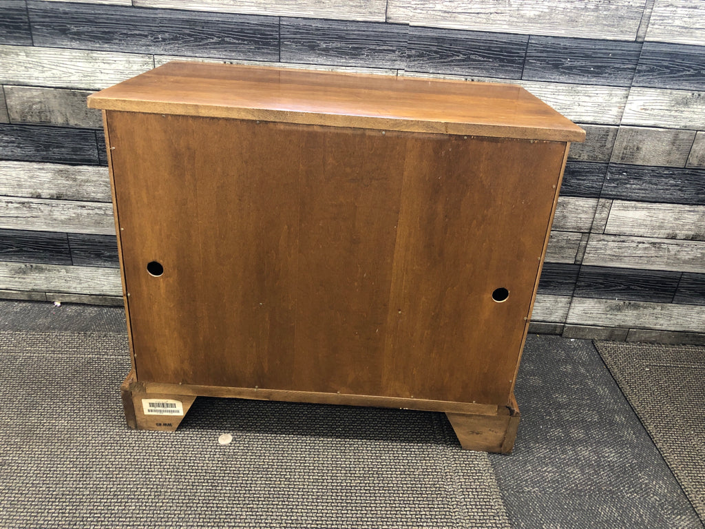 WOOD SIDE TABLE W/ DRAWER- LOCKABLE & CUBBY ETHAN ALLEN HAS KEYS.