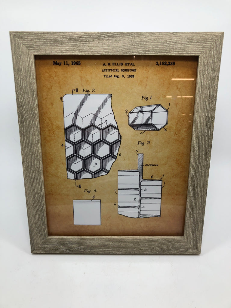 ARTIFICIAL HONEYCOMB FRAMED PRINT.