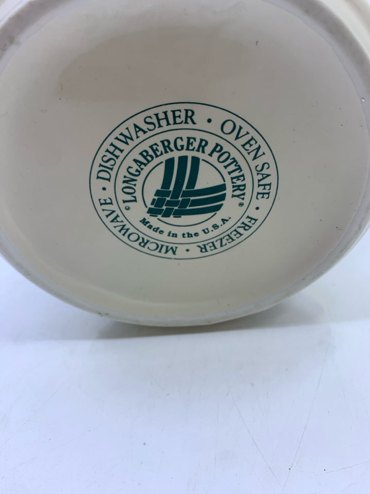 WHITE + GREEN DESIGN PITCHER LONGABERGER POTTERY.