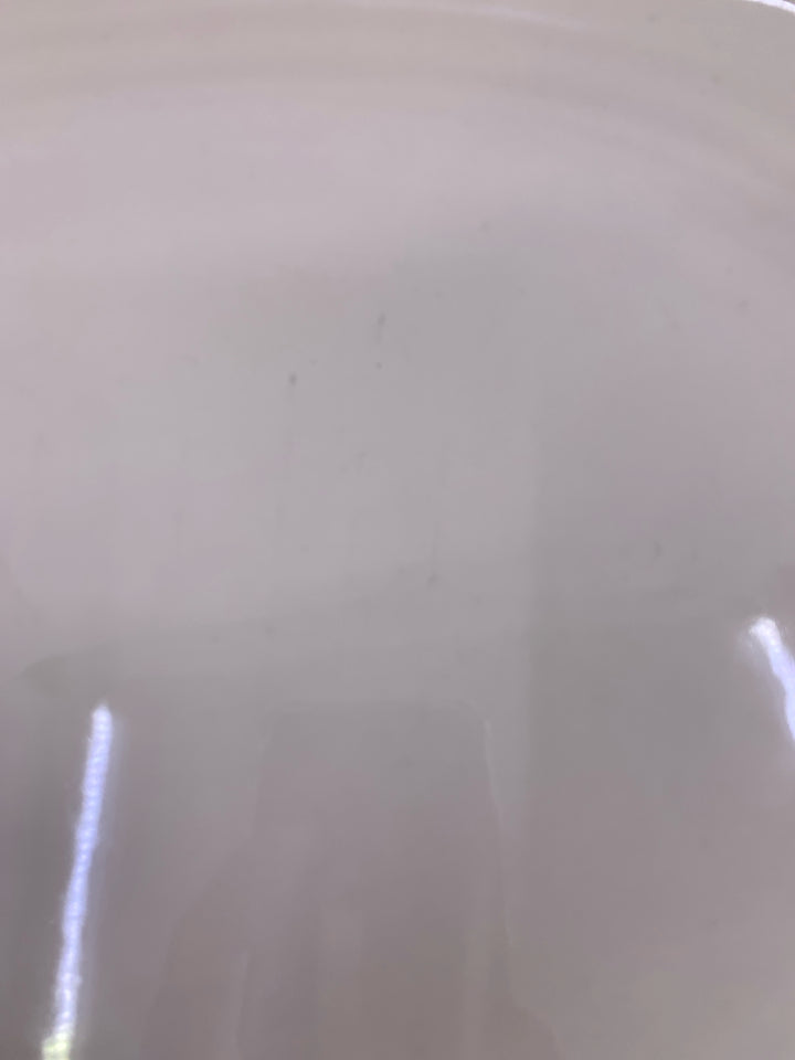 CREAM OVAL PLATTER W/ PINK EDGE.