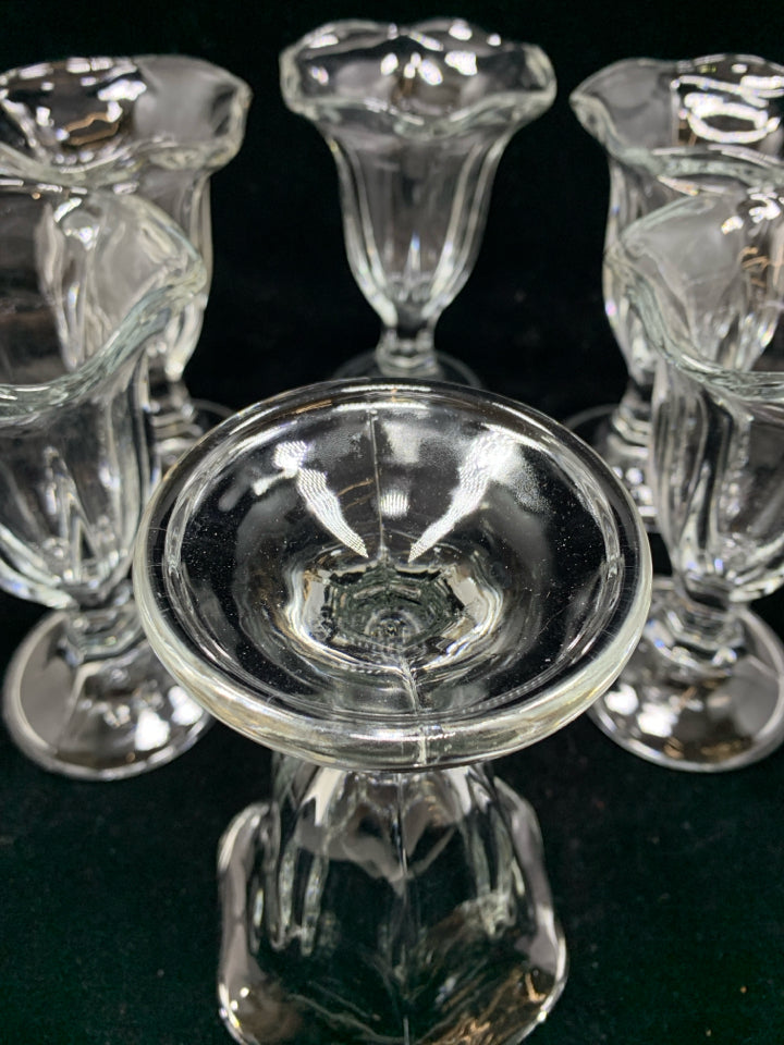 6 CLEAR GLASS SUNDAE CUPS.
