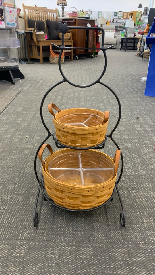 3PC SNOWMAN BASKET HOLDER + 2 BASKETS.