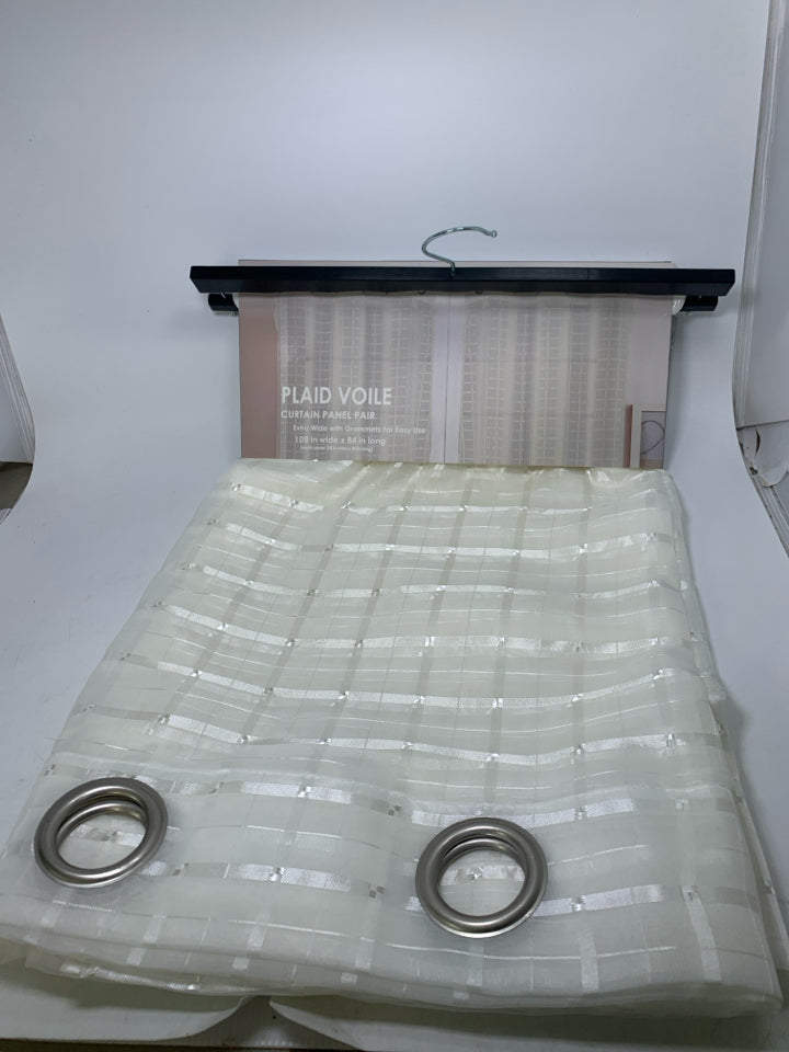 PLAID SHEER CURTAIN PANELS.