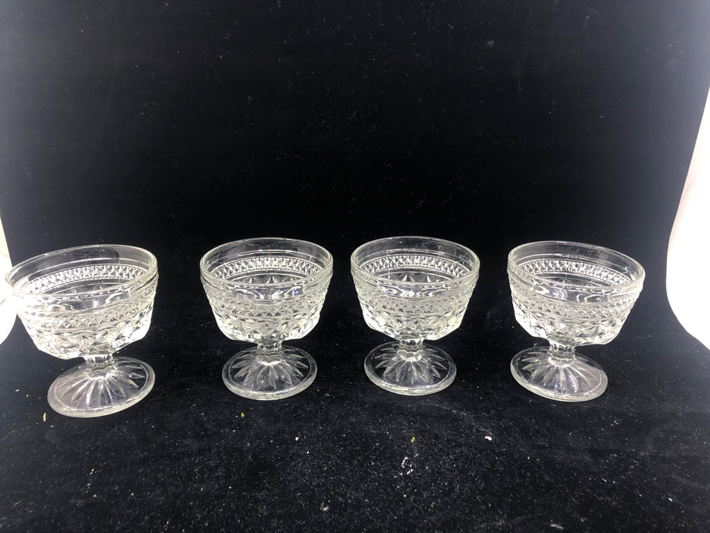 4 CUT GLASS SHORT GLASSES/ BOWLS.