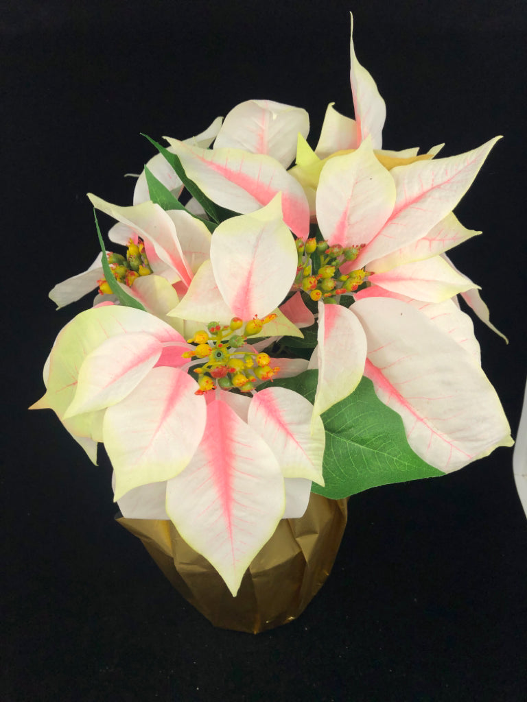 FAUX PINK POINSETTIA PLANT.