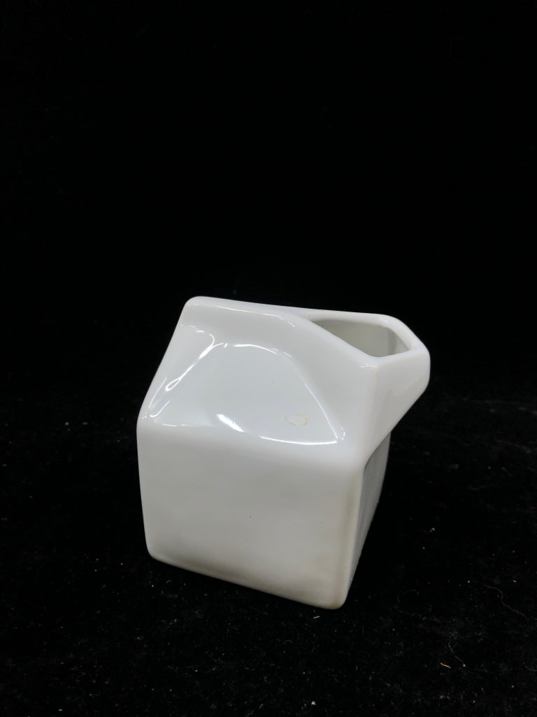 WHITE CERAMIC CREAM CARTON CRATE&BARREL.