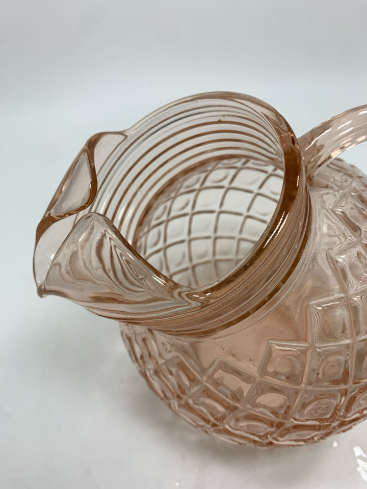 VTG PINK DEPRESSION GLASS JUG.