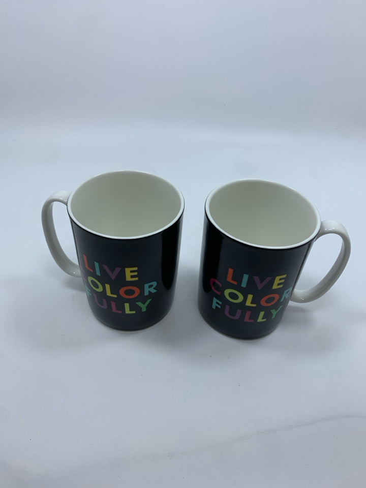 2 KATE SPADE X LENOX "LIVE COLOR FULLY" MUGS.