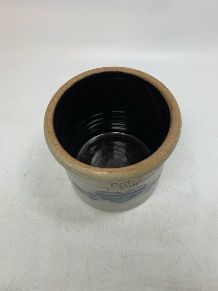 VTG 1990 SALT GLAZE HEART DESIGN CROCK.