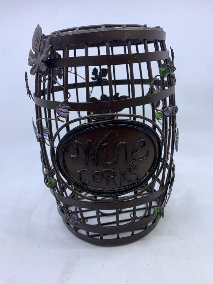 METAL WINE CORK CONTAINER.