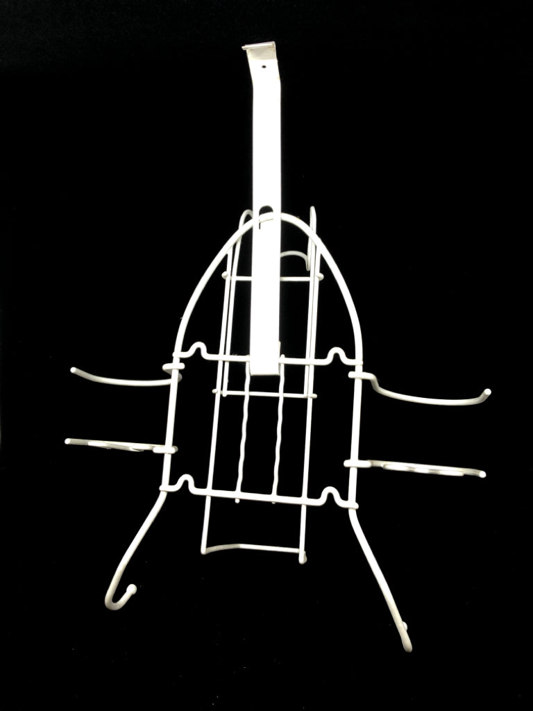 WHITE OVER-THE-DOOR IRON HOLDER.