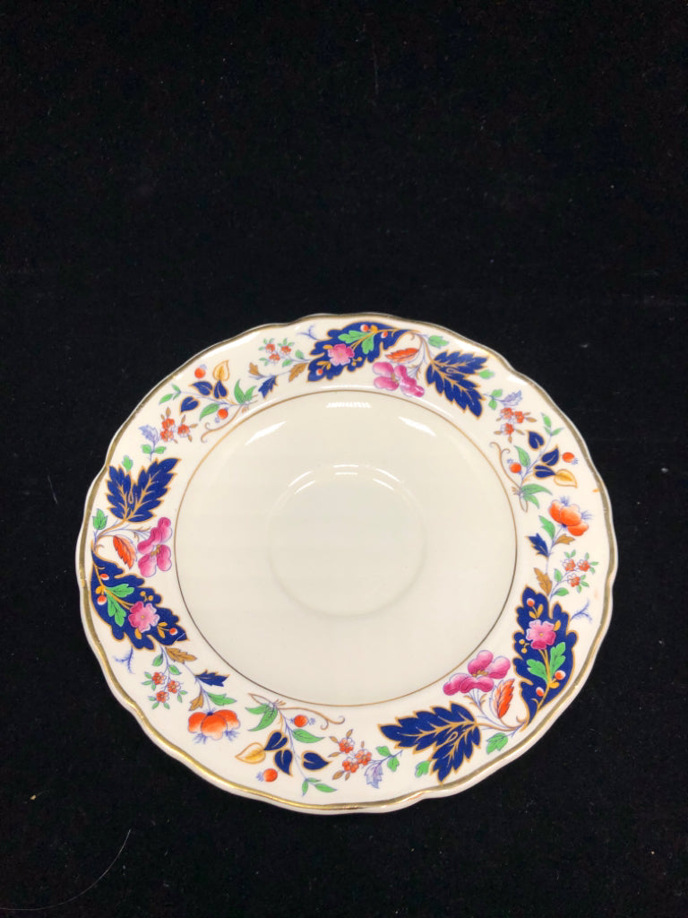 BLUE LEAF TEACUP & SAUCER - ROYAL PETAL.