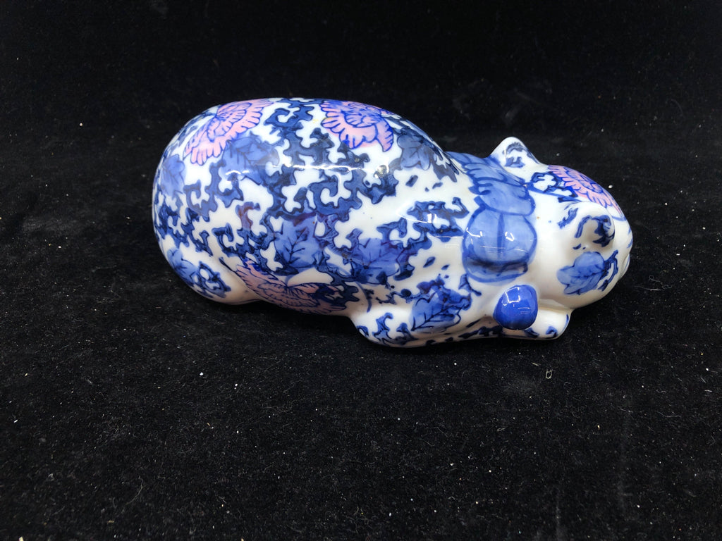 BLUE AND PINK CERAMIC CAT.