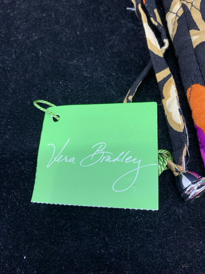 NEW VERA BRADLEY BLACK W/BRIGHT FLORAL WINE BAG.