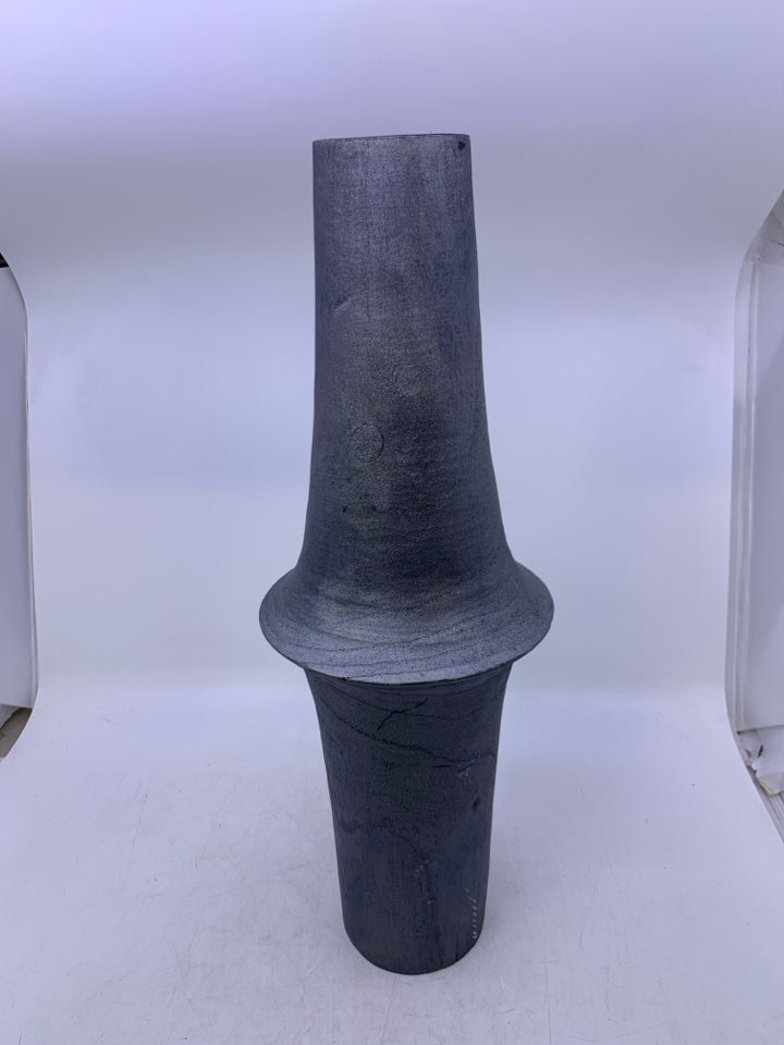 TAN WOOD METALLIC COLORED ABSTRACT VASE.