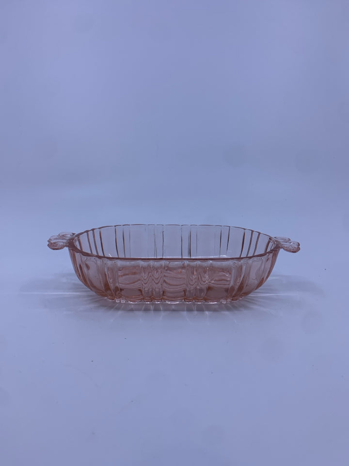 VTG PINK GLASS CONDIMENT BOWL.